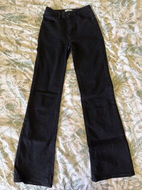Frame Denim Black High-Rise Flare Jeans